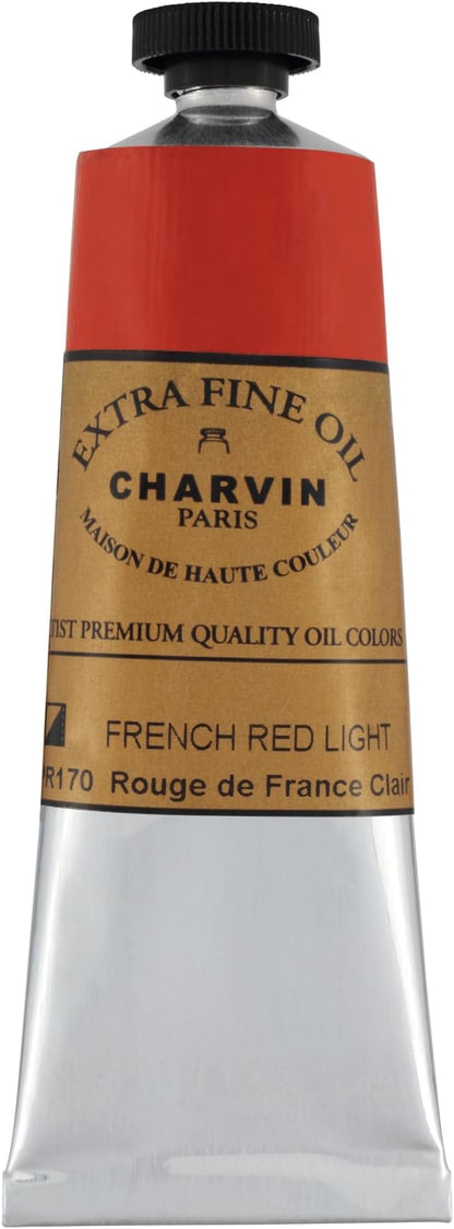 Charvin Extra Fine Oil Paint, French Red Light 60 ml - Triple-Milled, Rich Texture, Poppy Oil-Based, Light-Fast, Handmade, Archival Quality