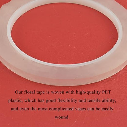 HAHIYO Clear 0.25Inch Wide (217Feet/72Yard Total) 1Rolls Floral Tape Waterproof Florist Tape Flower Wrap Adhesive Waterproof Decorative Tape for Bouquet Stem Wrapping Flower Arranging and Floral Craft