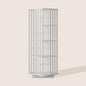XIMN 360° Rotating Bamboo CD/DVD Shelf - 6-Tier Space-Saving Media Storage Cabinet for Movies, Organizer with Super Compact Design (White, 4 Tier)