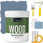 DWIL Matte Finish Furniture Paint - 32 Oz Wood Paint for Cabinets, Doors, Tables, and Dressers Refinishing - Water-Based, Non-Toxic & Odorless, Easy to Apply(Blue Grey)-With Tools
