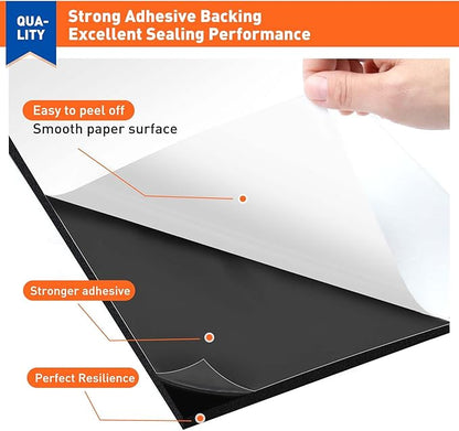 MAGZO Adhesive Foam Padding 1/8 Inch Thick x 12 Inch W x 59 Inch L, Black Thin Neoprene Sheets, Closed Cell Foam Sheet Roll