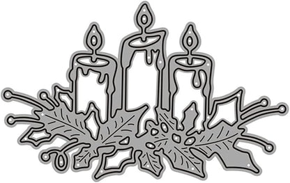 Metal Cutting Dies DIY Merry Christams Embossing Stencil Template Scrapbooking Card Making Mold Photo Album Arts Crafts Tools (3 Pcs Prayer candles-11x6.5cm)