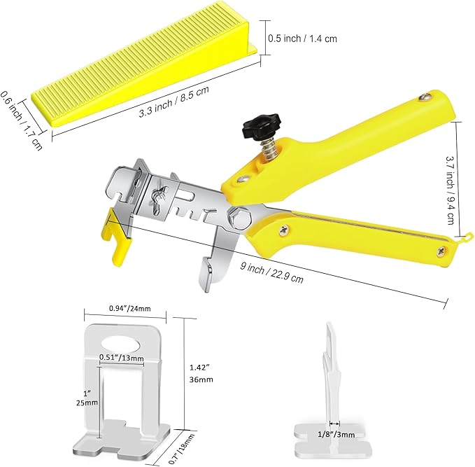Storystore Tile Leveling System with Tile Pliers - 3000 Piece Tile Spacers Clips and 300 Piece Reusable Wedges, 1/8 Inch Tile Installation Tools Kit