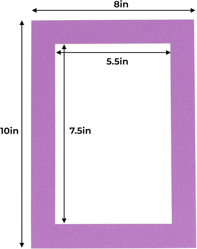 6x8 Mat for 8x10 Frame - Precut Mat Board Acid-Free Dark Purple 6x8 Photo Matte Made to Fit a 8x10 Picture Frame, Premium Matboard for Family Photos, Show Kits, Art, Picture Framing, Pack of 1 Mat
