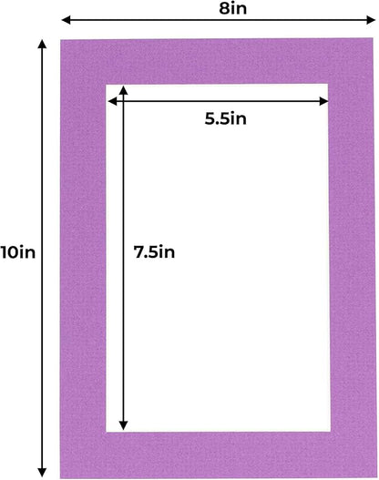 6x8 Mat for 8x10 Frame - Precut Mat Board Acid-Free Show Kit with Backing Board, and Clear Bags Dark Purple 6x8 Photo Matte Made to Fit a 8x10 Picture Frame Matboard for Framing, Pack of 100 Mats