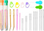 Hekisn 45Pcs Large Eye Blunt Yarn Needles kit, Assorted Sizes Bent Tapestry Darning Needle, Sewing Needles with Needle Threaders & Stitch Markers for Knitting Crochet (Orange&Green)