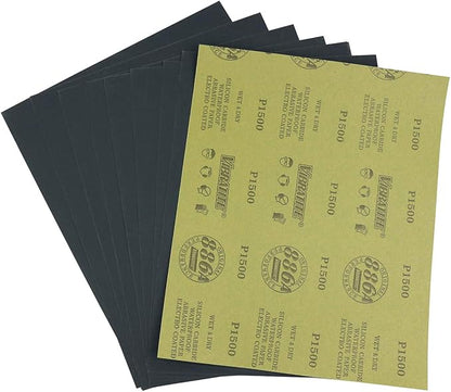 Sandpaper Sheets, 1500 Grit Dry Wet Sand Paper, 9 x 11 Inch, Silicon Carbide, for Wood Furniture Finishing, Metal Sanding and Automotive Polishing, 10 -Sheet