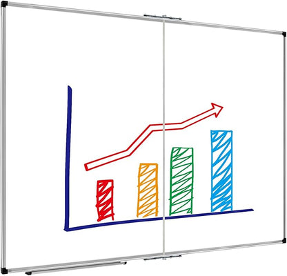 XBoard Dry Erase Board 60 x 48 Inch | Foldable Magnetic White Board for Wall with Marker Tray 5' x 4' | Aluminum Frame Folding Message Presentation Board