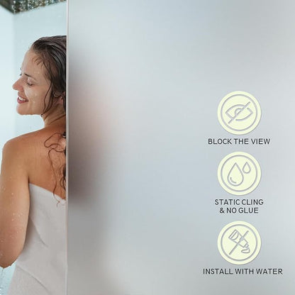 Frosted Glass Window Privacy Film - UV Sun Blocking Heat Control, Static Cling Removable & Reusable for Home, Bathroom, and Office (Frosted 45.2 Inch x 6.5 Feet)