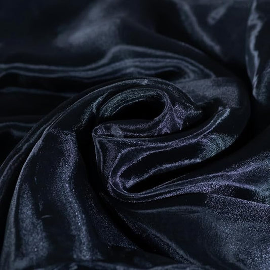 Fynite Black Organza Fabric by The Yard | 1 Yard Long | 44" Wide | Bridal Soft Sheer Organza Tulle for DIY Wedding Dress Fashion Craft Decorations