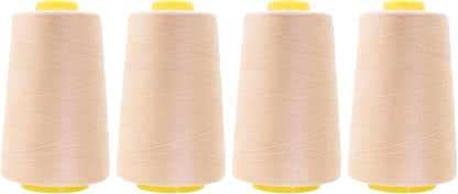 Mandala Crafts 4 Pack of Serger Threads Cones Spools - 40S/2 24000 Yards Polyester Nude Threads for Sergers Machine and Overlock Quilting Sewing Machine