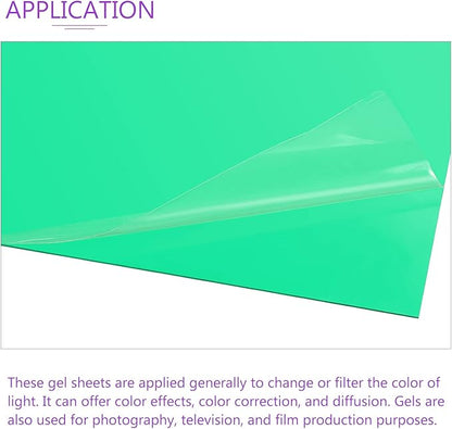 DMiotech 10Pcs Correction Gel Light Filter Overlay Transparent Plastic PVC Sheets Green for Photo，Film,Video