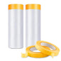 Pre-Taped Masking Film for Painting 59inx65ft Plastic Painters Sheeting Tape and Drape Painters Paper Rolls for Automotive Painting Covering (2 Rolls+2 Tapes)