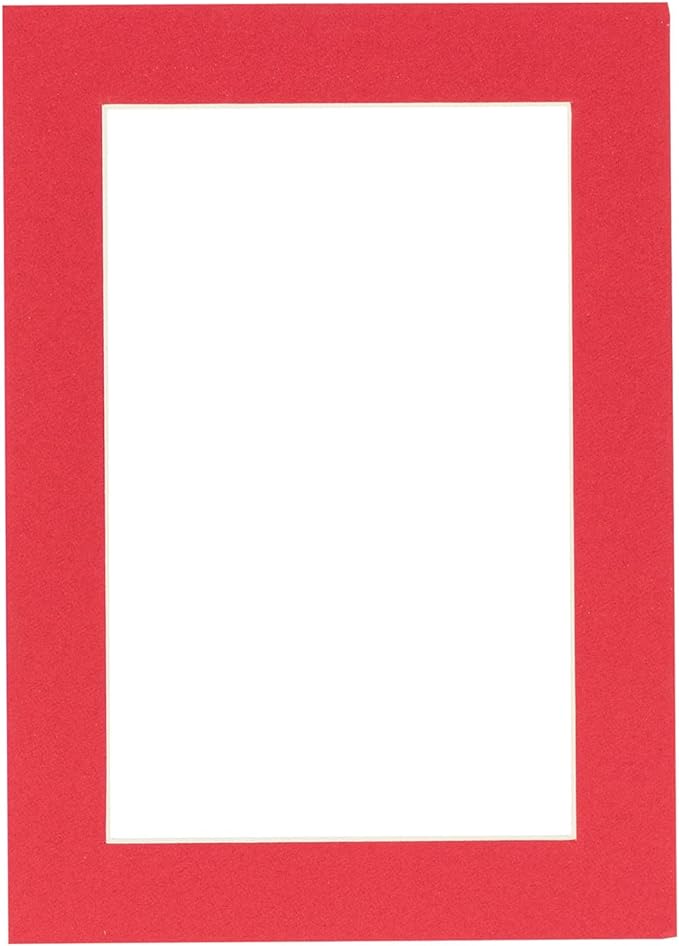 8x10 Mat Bevel Cut for 5x8 Photos - Acid Free Cardinal Red Precut Matboard - For Pictures, Photos, Framing - 4-ply Thickness