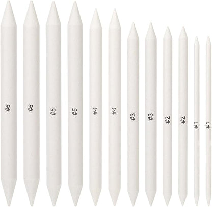Blending Stump, 12 PCS Tortillions Blending Pencil Oil Pastel Blending Tools Shading Pencils Soft Paper Felts Sketch Blending Sticks for Artist Student Sketch Drawing Supplies (6 Sizes)