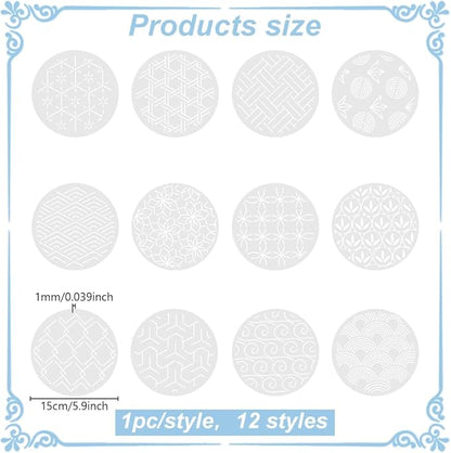 FREEBLOSS 12Pcs Sashiko Stencils Sashiko PET Template Drawing Line Template for Hand Quilting Sashiko Patterns Templates Flexible Embroidery Stencils for Hand Sewing Lovers 5.9 * 5.9''
