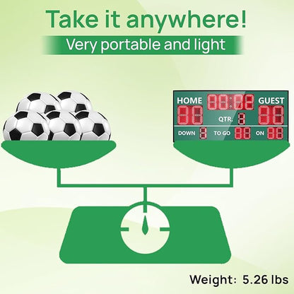 YZ LED Wireless Football Scoreboard, Electronic Scoreboard with Remote, Digital Scoreboard Football Score Keeper for Outdoor/Football Training/American Football Games/Rugby Ball