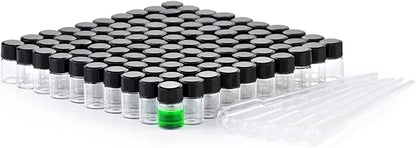 2ml Clear Small Glass Vials 100pcs with Screw Caps(100pcs)