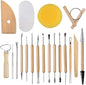 EuTengHao 19Pcs Pottery Tools Clay Sculpting Carving Tool Set Contains Most Essential Wooden Clay Tools for Potters