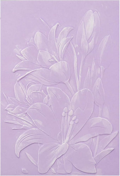 BAOFALI 3D Embossing Folder for Card Making,Lily Flowers Clear Plastic Texture Fades Embossing Folder Template for Scrapbooking and Other Paper Craft Album Stamps DIY Decoration 6.3" L x 4.5" W