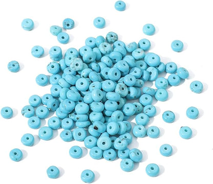 Natural Blue Turquoise Disk Stone Beads 4x2mm 160pcs Rondelle Loose Semi Gemstone Beads for Jewelry Making Design