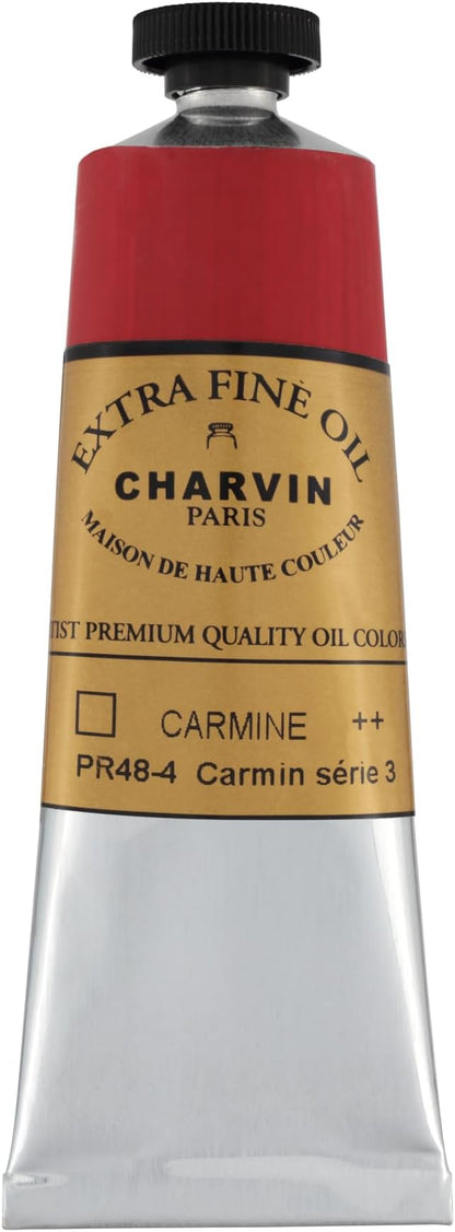 Charvin Extra Fine Oil Paint, Carmine 60 mL - Triple-Milled, Rich Texture, Poppy Oil-Based, Light-Fast, Handmade, Archival Quality