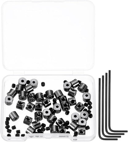 MECCANIXITY 40 Pcs Metal Locking Pin Backs, Locking Pin Keepers Clasp 5mm(H) with 4 Wrench Replacement in Storage Case for Badge, Brooch, Black Tone