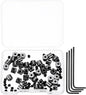 MECCANIXITY 40 Pcs Metal Locking Pin Backs, Locking Pin Keepers Clasp 5mm(H) with 4 Wrench Replacement in Storage Case for Badge, Brooch, Black Tone