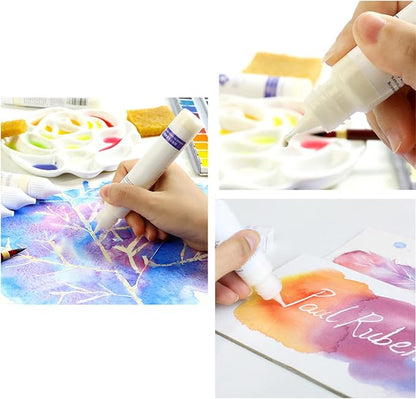 Masking Fluid for Watercolor Painting, 30ml White Masking Fluid Pen, Masking Liquid with Eraser, for Opaque Areas of Watercolor Painting