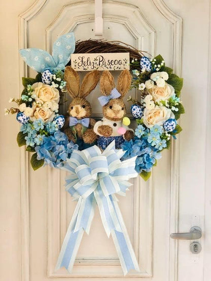 MEEDEE Blue and White Stripe Ribbon Wired Ribbon 2.5 Inch Light Blue Burlap Ribbon with Ivory Stripe Edge Wreath Supplies, Baby Shower Decorations, Crafts Bow Making (10 Yards)