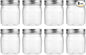 novelinks 8 oz Clear Plastic Jars with Screw-On Lids - BPA-Free Refillable Storage Containers for Slime, Spices, Crafts, Kitchen & Home Organization (8 Pack,Silver)