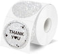 2" Holographic Thermal Label Stickers, Round Direct Thermal Label Stickers, Glitter Thermal Printer Sticker Labels for Gift Wrapping, Self-Adhesive Custom Logo Design- Glitter Silver