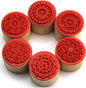 DECORA 6 Pieces Floral Pattern Round Wooden Rubber Stamp for Scrapbooking