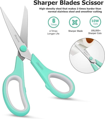 8 '' Multipurpose Heavy Duty Scissors Bulk 24-Pack, 2.5mm Thickness Ultra Sharp Blade Shears with Comfort-Grip Handles for Household School Office Supplies, Right/Left Hand Tools