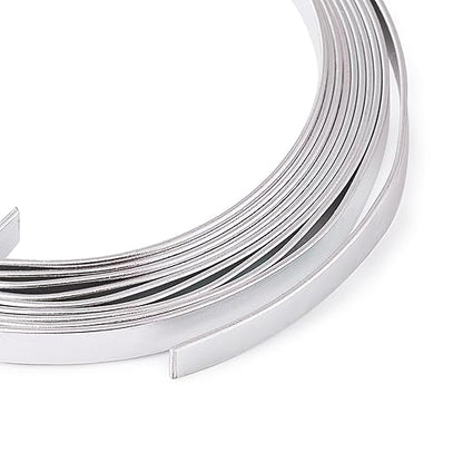 Fashewelry 5mm Aluminum Flat Bendable Craft Wire Silver 32.8Ft Nose Wire for Christmas Tree Decoration Face Masks Sculpture Resin Bezel Frame Jewelry Ring Making Wrapping Plant Bonsai