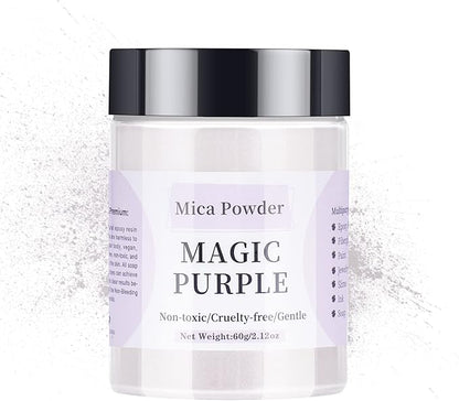 Magic Purple Mica Powder - 60g Mica Powder for Epoxy Resin - Pearl Pigment Powder Dye for Resin/Eye Shadow/Soap Making/Nails/Bath Bombs etc.