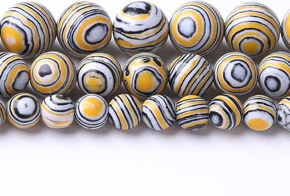 36PCS 10MM Yellow Malachite Beads Stone Beads Energy Healing Beads for DIY Jewelry Bracelet Necklace Making for Jewelry Making 15Inch
