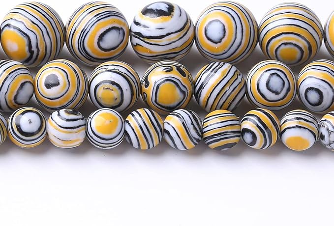 32PCS 12MM Yellow Malachite Beads Stone Beads Energy Healing Beads for DIY Jewelry Bracelet Necklace Making for Jewelry Making 15Inch