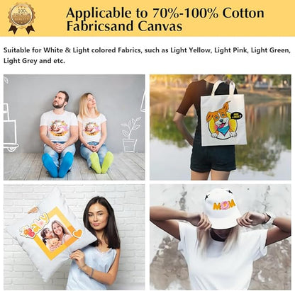 TransOurDream Upgraded Iron on Heat Transfer Paper for T Shirts (20 Sheets, 8.5x11") Iron on Transfers for Light Fabric Printable Heat Transfer Vinyl for Inkjet Printer (TOD-4)