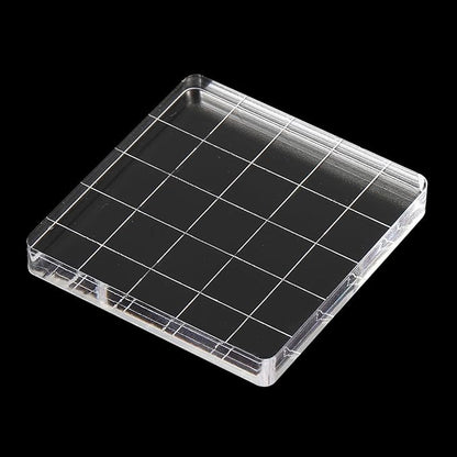 PATIKIL 2" x 2" Acrylic Stamp Block, 2 Pack Clear Stamping Block with Grid Lines Decorative Mounting Blocks Square for Scrapbooking DIY Crafts Card Making