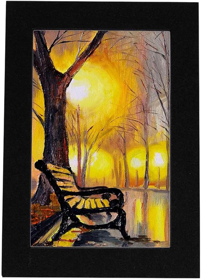 Pack of Ten Acid Free 8x10 Mats Bevel Cut for 5x8 Photos - Black with Black Core Precut Matboards with Backing Boards and Self Seal Photo Mat Bags for Pictures, Photos, Framing - 4-ply Thickness
