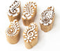 Hashcart Small Wooden Stamp Block - Printing Stamp Design Set | Block for Printing Saree Border | Dresses, Craft Card Making, Scrapbook, Clay Pottery | Set of 5