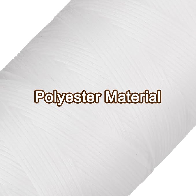 uxcell Leather Sewing Waxed Thread, 284 Yards / 260m 0.8mm 150D Flat Polyester All-Purpose Threads for Leather Crafts, Bookbinding, Milky White