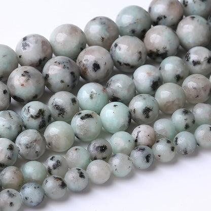 48PCS 8MM Mint Sesame Jasper Stone Beads Energy Healing Beads for DIY Jewelry Bracelet Necklace Making for Jewelry Making 15Inch