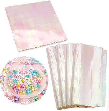Cinvo 160 Sheets Rainbow Cellophane Sheets, 7.5x7.5 Inch Cellophane Wrap Paper, Cello Paper for Baking, Crafts, Party Favors, Candy Wrapping Plastic Sheets