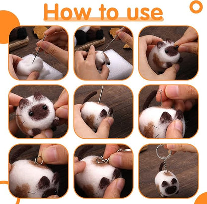 Mayboos Needle Felting Kit,3 Pieces Making Wool Needle Felting Starter Kit with Instruction,Felting Foam Mat and DIY Needle Felting Supply for DIY Craft Animal Home Decoration