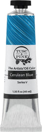 Tusc & Pine Artist Oil Paint - Cerulean Blue, 40 ml, Non-Yellowing, Rich & Creamy Consistency, Maximum Pigment Load, Small Batch Milled Oil Paints Made in the USA for Professional Artists