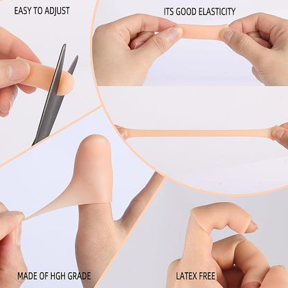 12PCS Gel Finger Cots Silicone Finger Protectors for Trigger Finger Relief Fingertip Covers for Cracked Skin Blisters Calluses Nude Medium Finger Sleeves with Long & Short Sizes