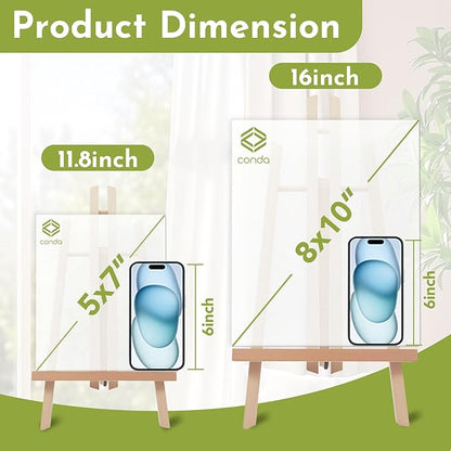 CONDA Tabletop Easel, Portable A-Frame Tripod Tabletop Easel Set for Painting Party & Displaying Canvases, Photos, Display Tripod Holder Stand for Students Kids Beginners（16 Pack 11.8 inch）