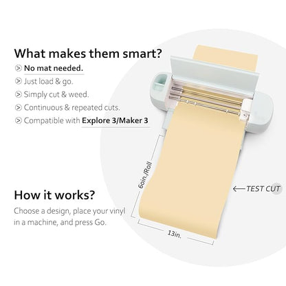 TECKWRAP Matte Vinyl Smart Adhesive Vinyl Permanent,13in x 5ft, Vinyl for DIY Craft Decal Projects, Compatible with Explore3/Maker3, Beige